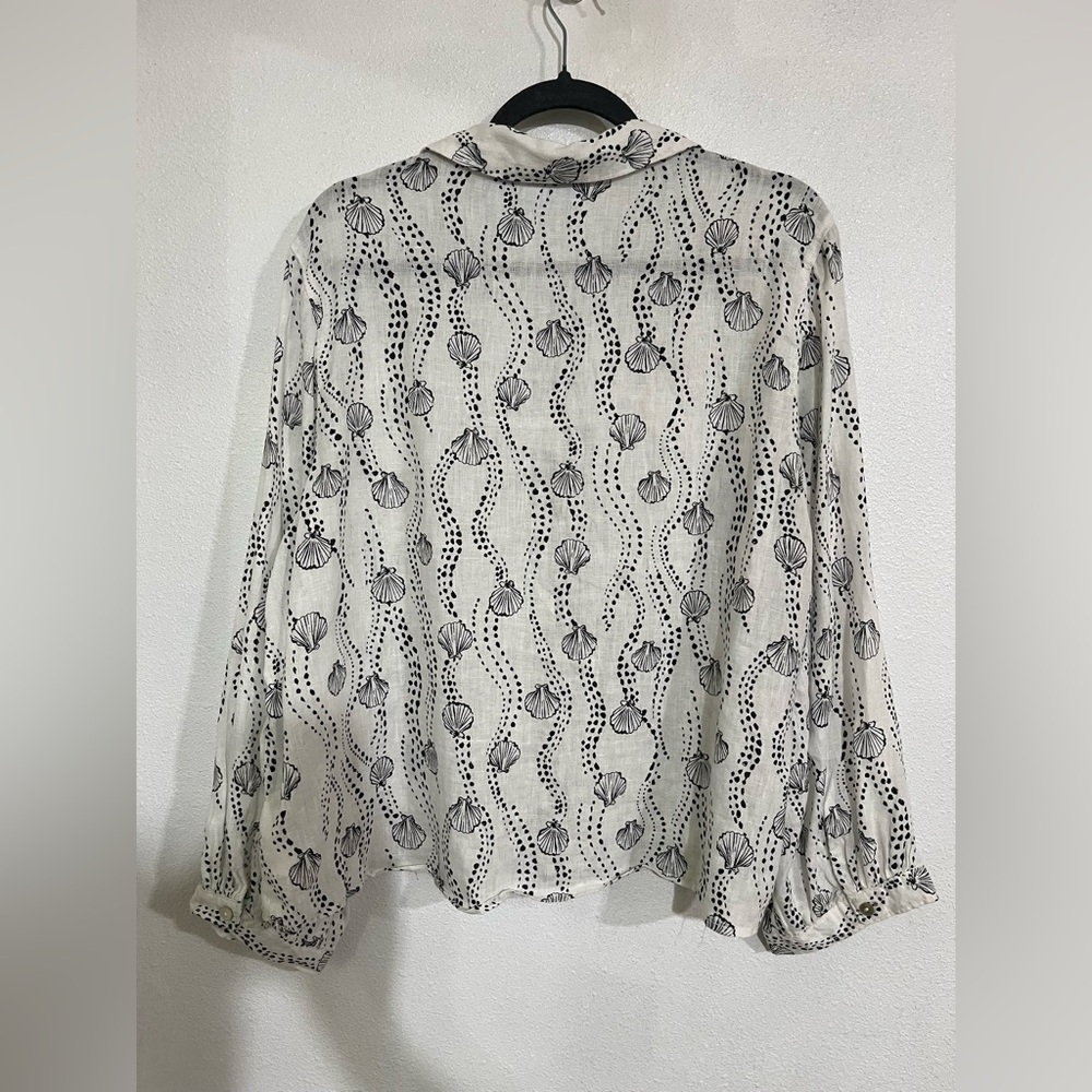 Martha Stewart 100% linen button down long sleeve shirt, blouse, - Picture 3 of 7